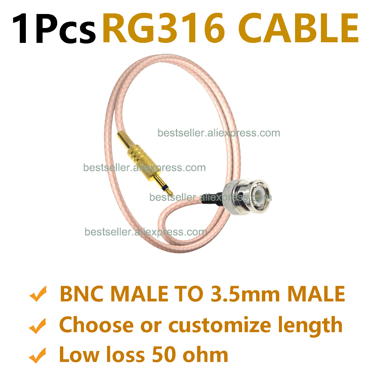 1Pcs RG316 BNC Male to 3.5mm M - Jumper Wire Kit ulasan dan harga