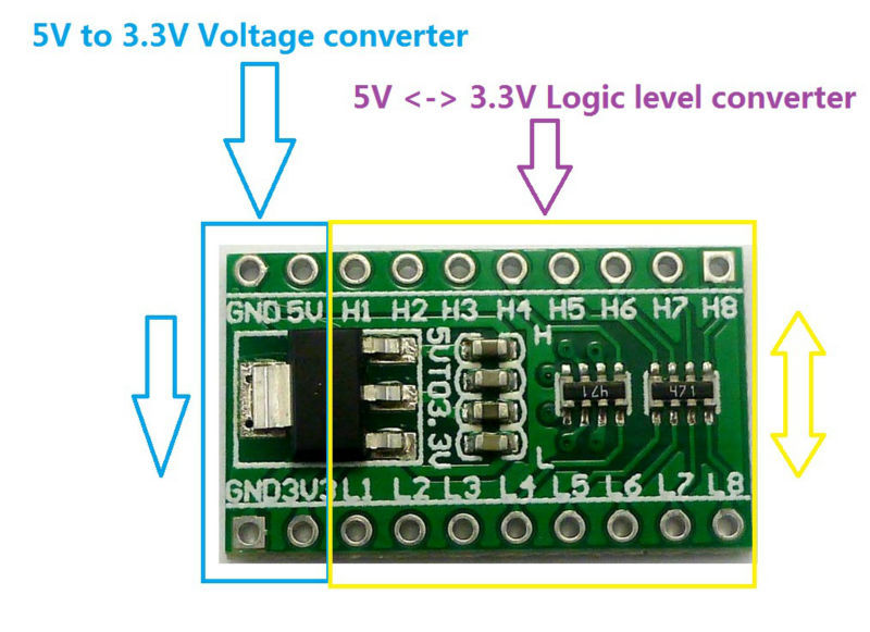 5 Pcs  8CH IIC I2C Logic Level - Ams1117 Module ulasan dan harga