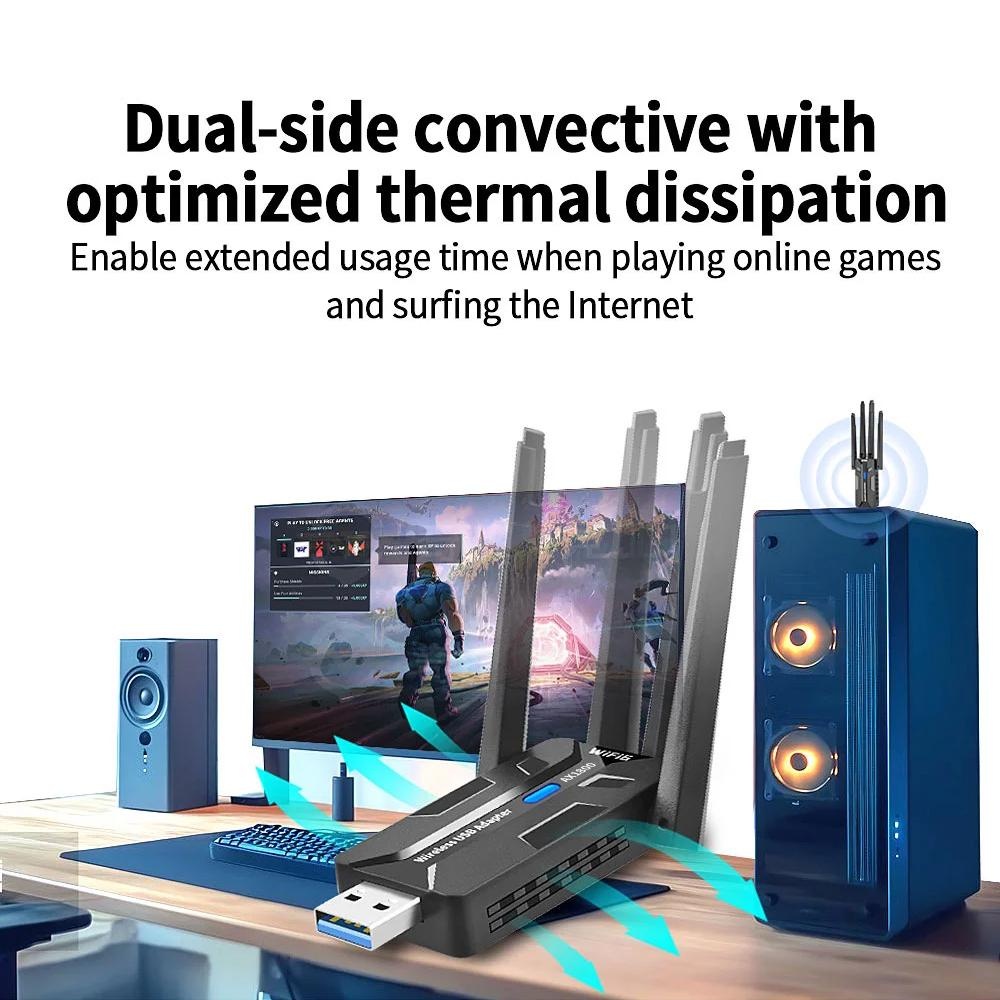 WiFi 6 USB Adapter 1800Mbps Du - Antenna 2.4Ghz ulasan dan harga